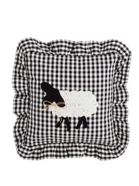 MUD PIE NWT
GINGHAM CROCHET SHEEP PILLOW -21"